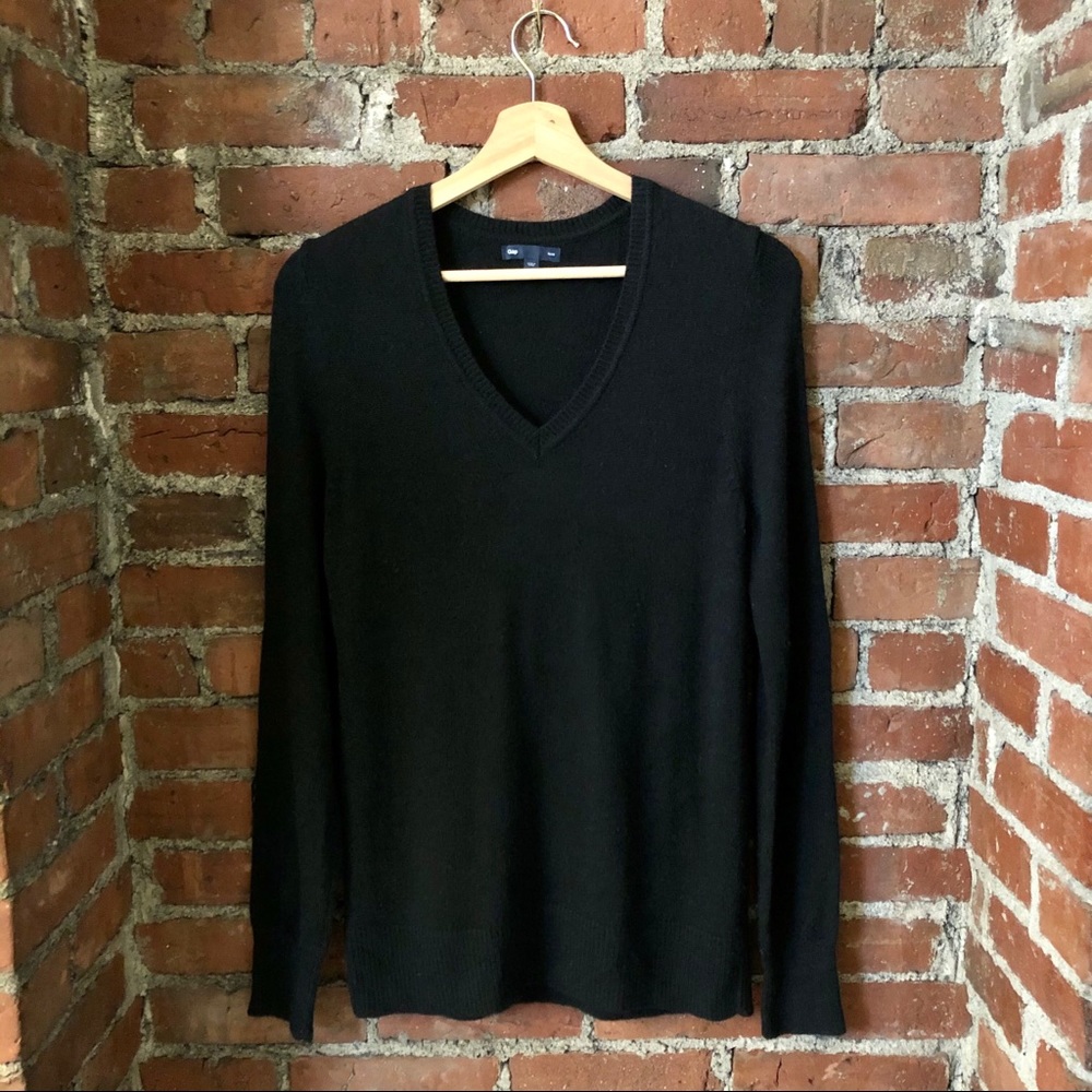 Black V-Neck Long Sleeve Sweater | Gap